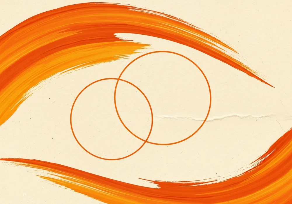 Abstract orange brushstroke illustration representing SEO content strategy